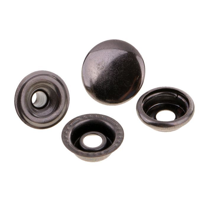 30 Sets Metal Snap Buttons Press Stud Popper Fasteners 15mm Grey Black