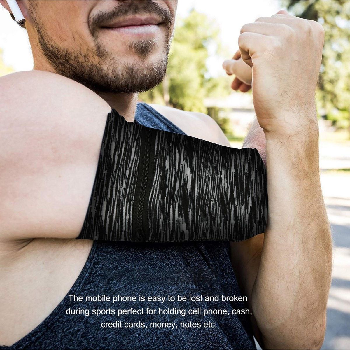 Wrist Wallet Arm Wrist Bags Cell Phone Holder, Running Wrist Bag, Sweat Armband , Key Card Cash Pouch Cell Phone Pocket for Sports Fitness, Travel, Running, Fishing, Camping, Hiking