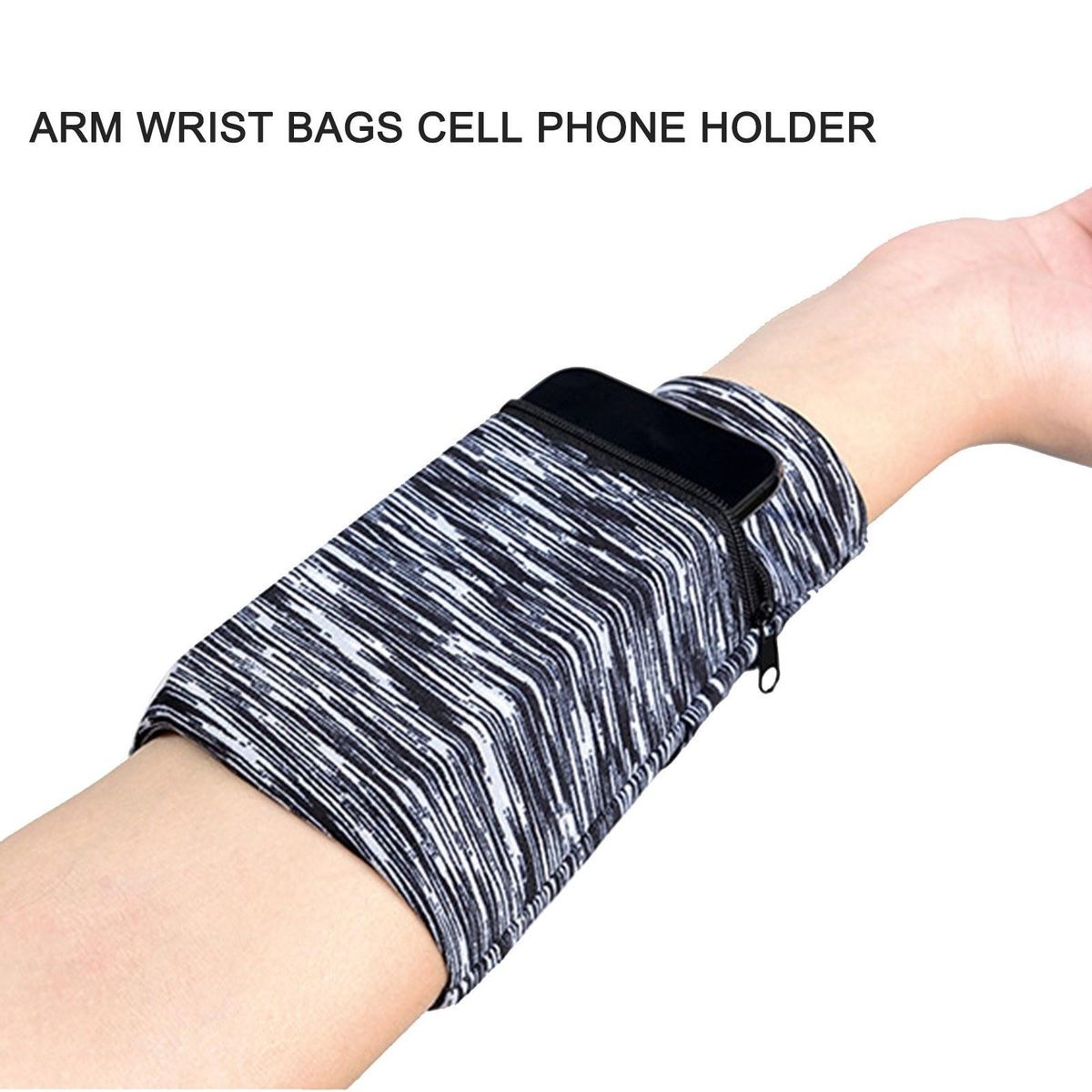 Wrist Wallet Arm Wrist Bags Cell Phone Holder, Running Wrist Bag, Sweat Armband , Key Card Cash Pouch Cell Phone Pocket for Sports Fitness, Travel, Running, Fishing, Camping, Hiking