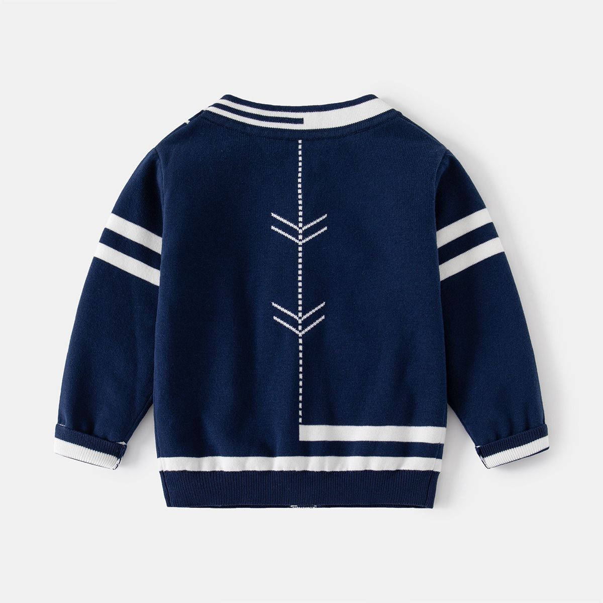 Autumn Spring Kids Knitted Sweater Casual Letters Long Sleeve Boys Cardigan-Navy