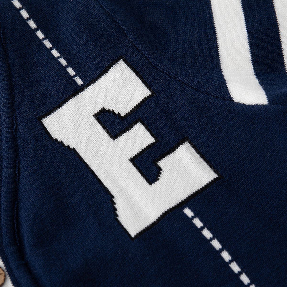 Autumn Spring Kids Knitted Sweater Casual Letters Long Sleeve Boys Cardigan-Navy