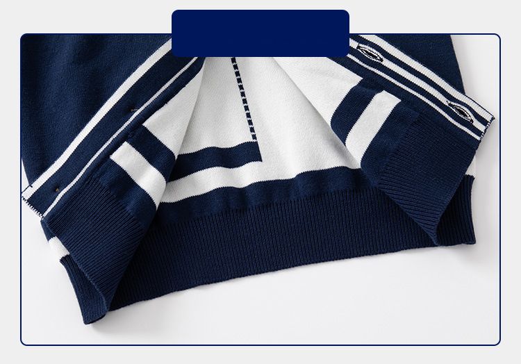 Autumn Spring Kids Knitted Sweater Casual Letters Long Sleeve Boys Cardigan-Navy