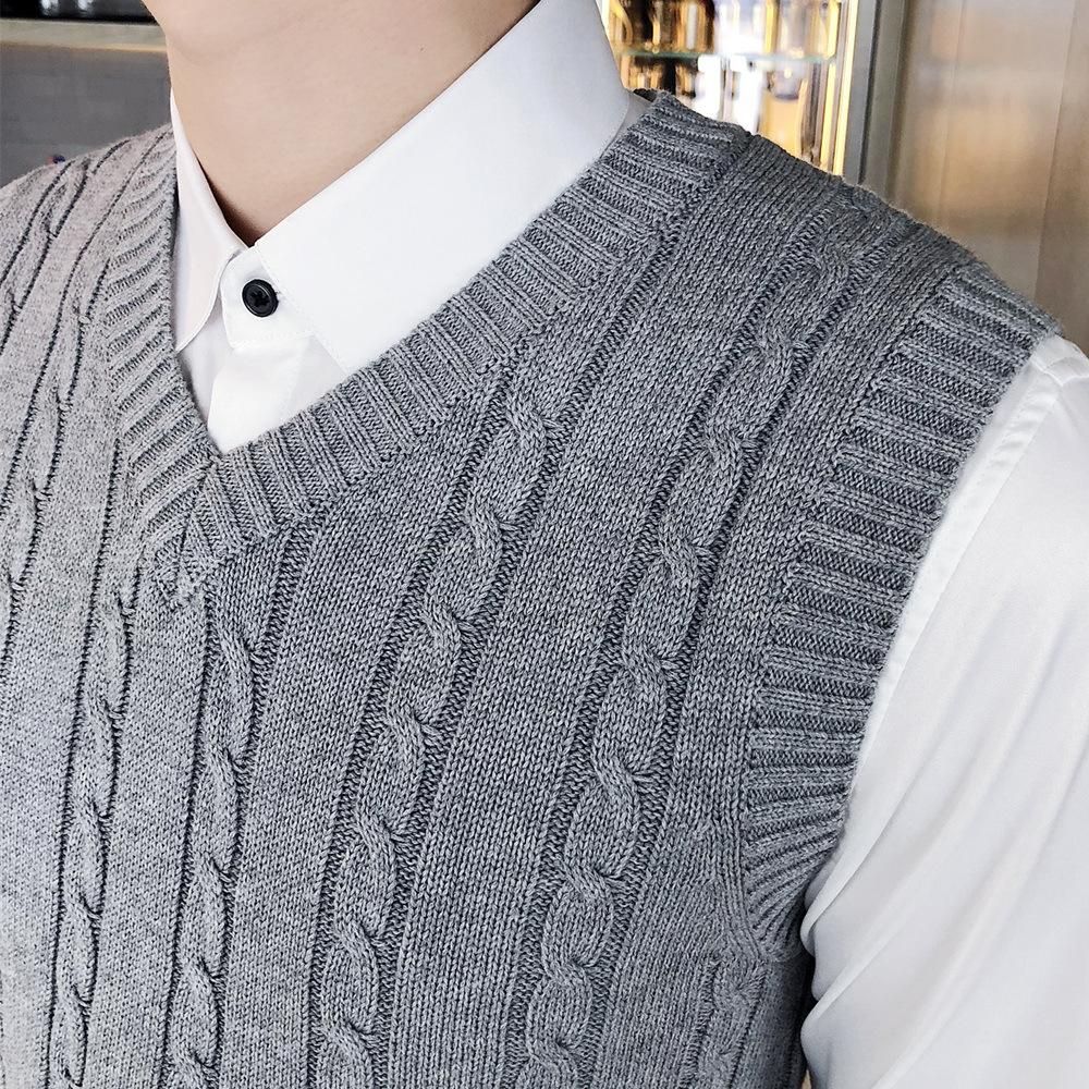 Winter Korean version sleeveless sweater vest thickened camisole men's sweater knitted vest men's