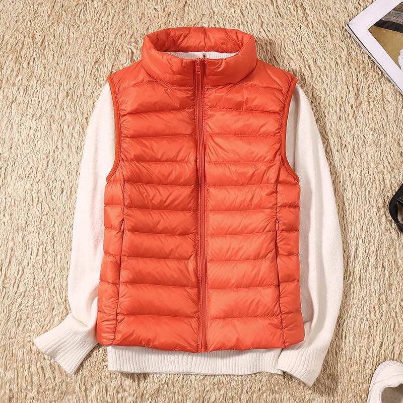2020 Autumn and Winter New Light and Thin Down Vest Women's Large and Short Fit Standing Collar