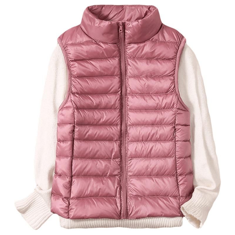 2020 Autumn and Winter New Light and Thin Down Vest Women's Large and Short Fit Standing Collar