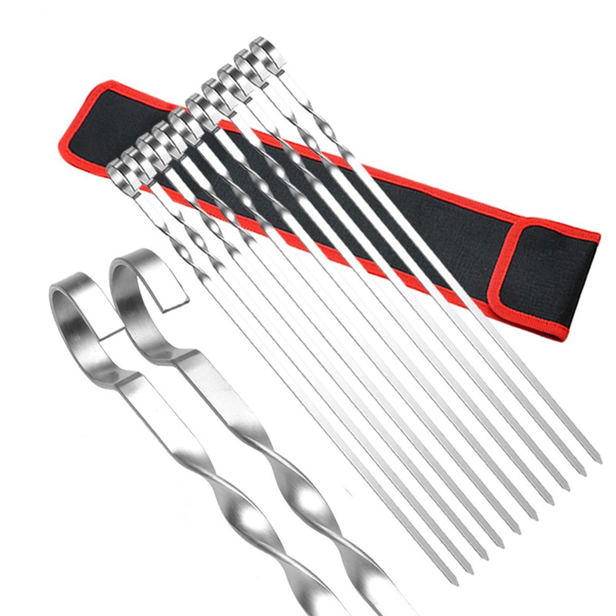 10 PCS Barbecue Skewer Sticks With Storage Bag Reusable