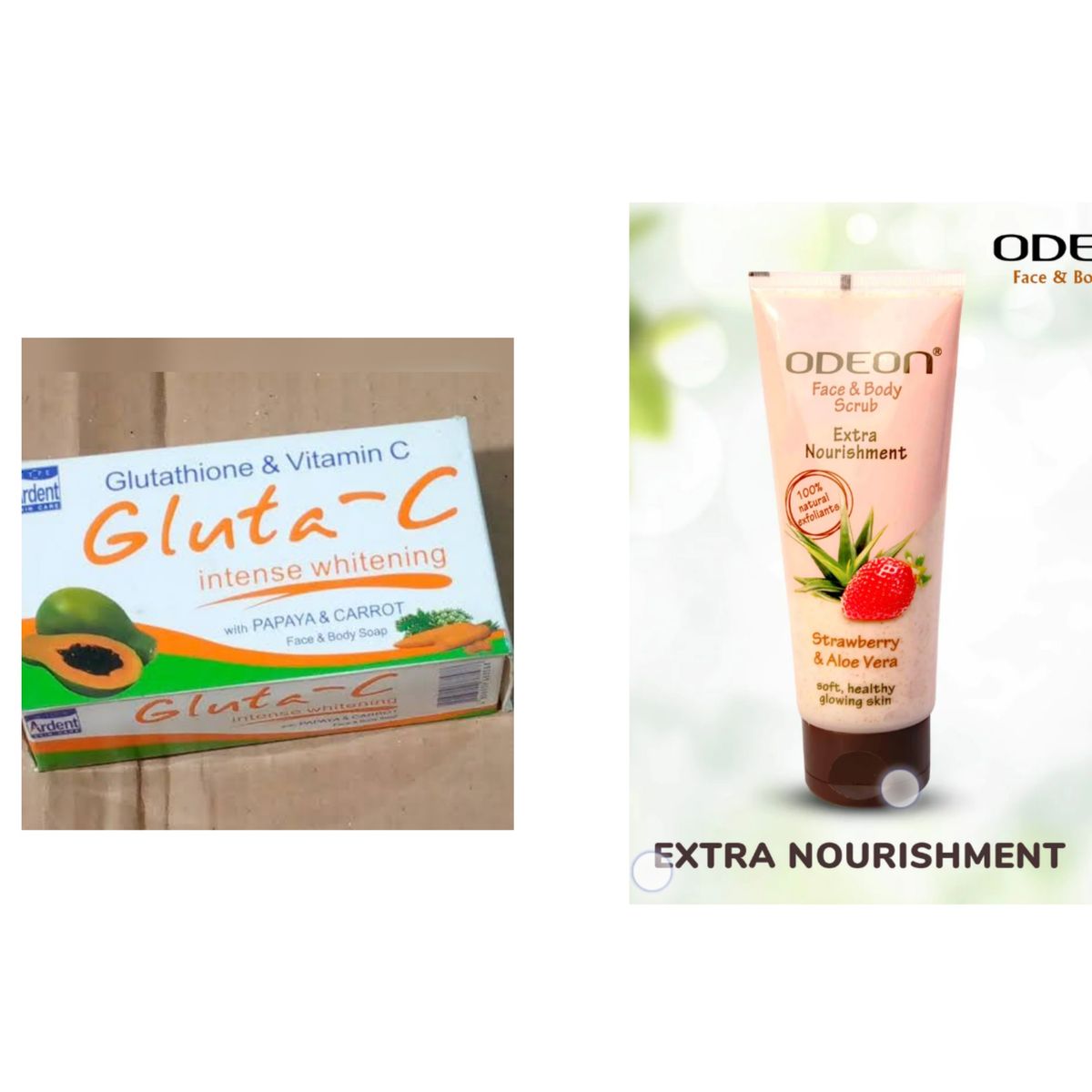 Glutathione & Vitamin C Soap + Odeon Strawberry & Aloe Scrub