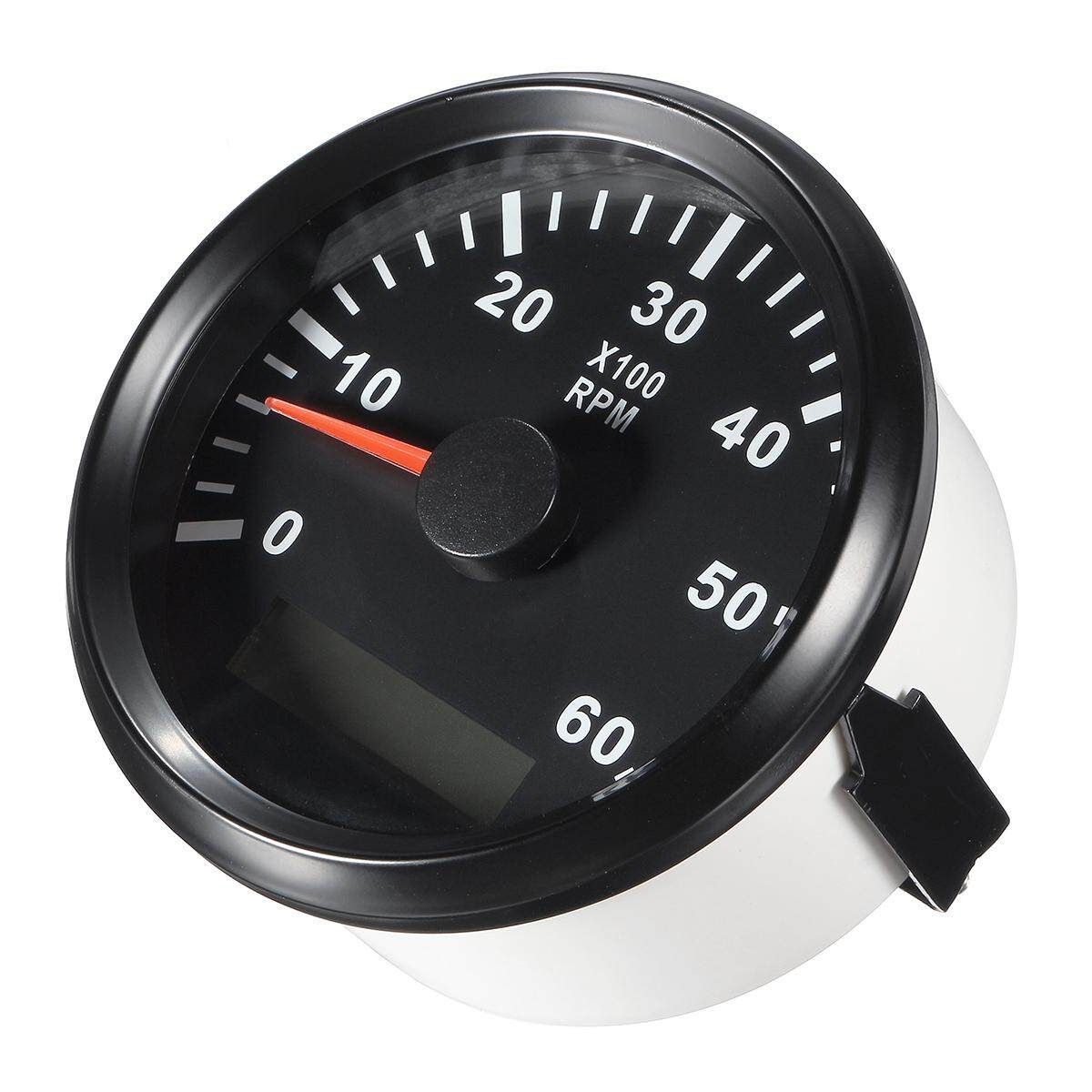 KUS Boat RPM Meter WEMA LCD Marine Tachometer Hourmeter 12/24V 0-6000 RPM 85mm