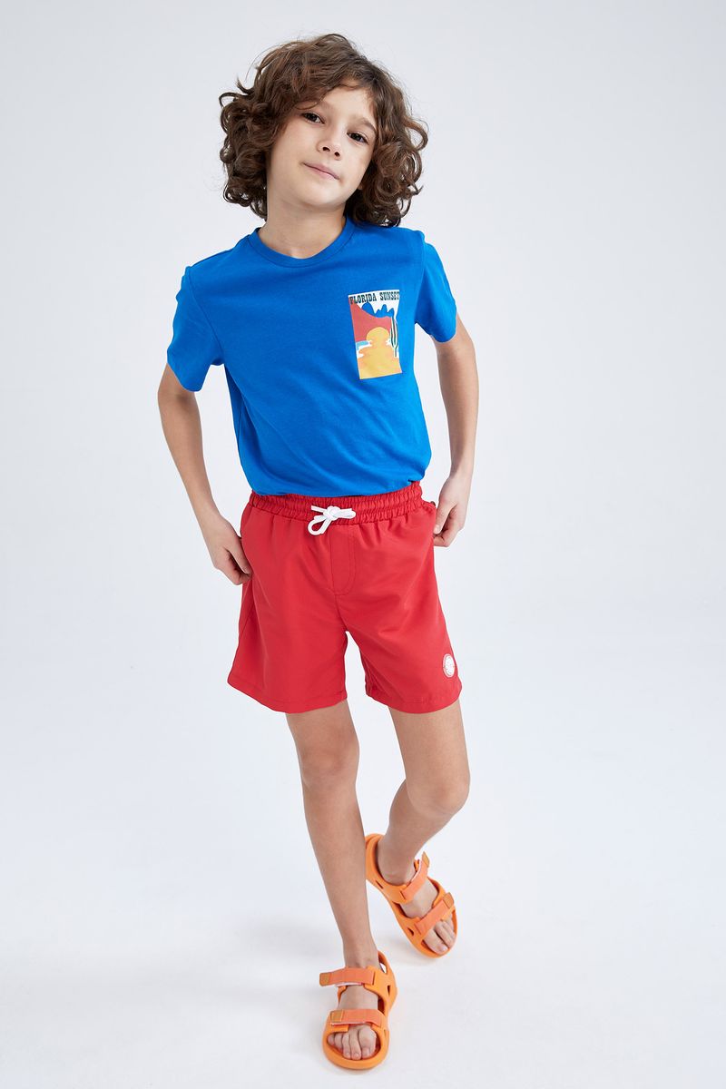 Boy Regular Fit Woven Swimming Short - Red
