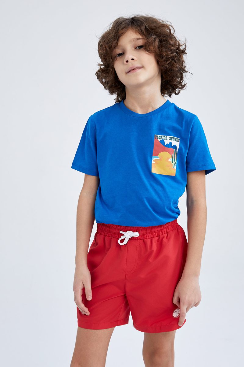 Boy Regular Fit Woven Swimming Short - Red