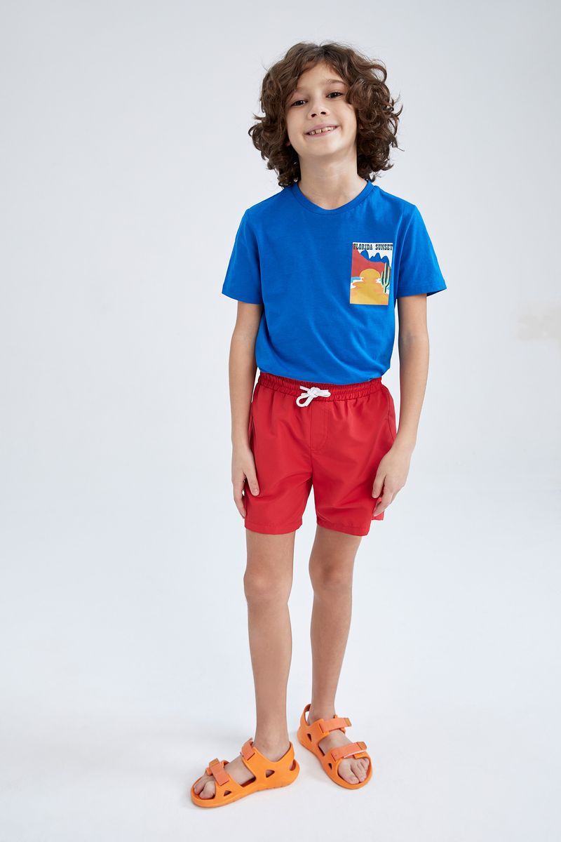 Boy Regular Fit Woven Swimming Short - Red