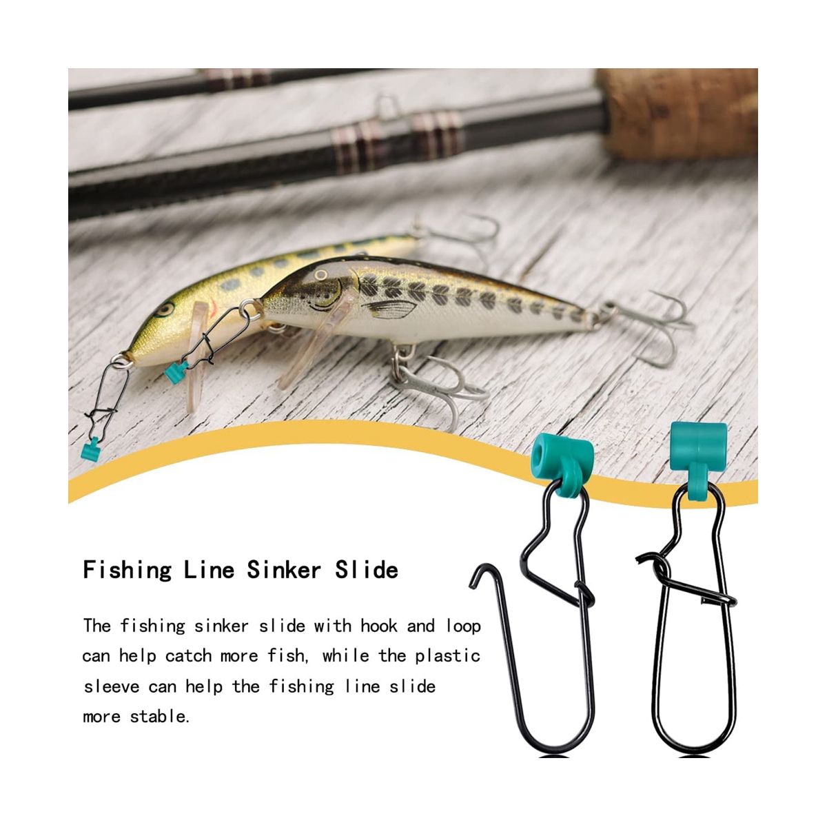 100Pcs Fishing Line Sinker Slides Catfishing Rigs with Duo Lock Snaps Heavy Duty Sinker Slider Swivel Snap Kit