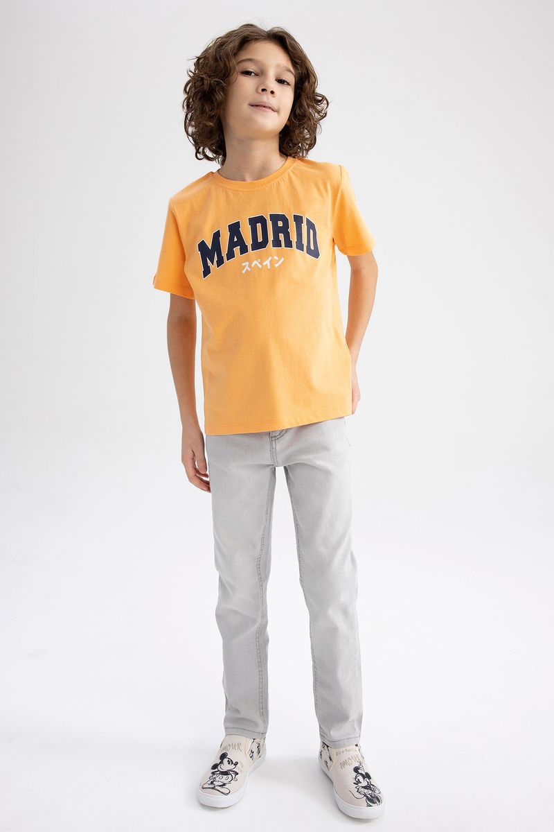 Boy Casual Regular Fit Crew Neck Knitted Short Sleeve T-Shirt - Orange