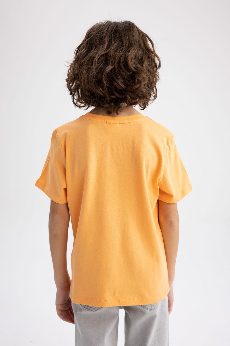 Boy Casual Regular Fit Crew Neck Knitted Short Sleeve T-Shirt - Orange