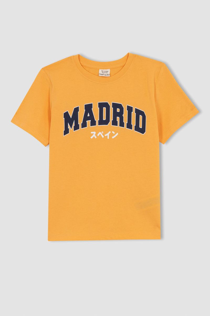 Boy Casual Regular Fit Crew Neck Knitted Short Sleeve T-Shirt - Orange