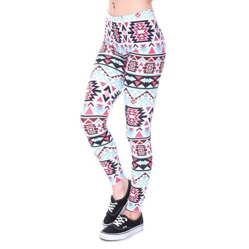 5pcs Women Printed Leggings Slim High Waist Stretch Pants
