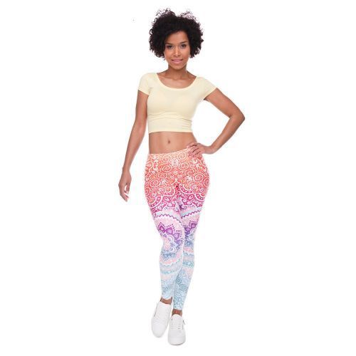 5pcs Women Printed Leggings Slim High Waist Stretch Pants