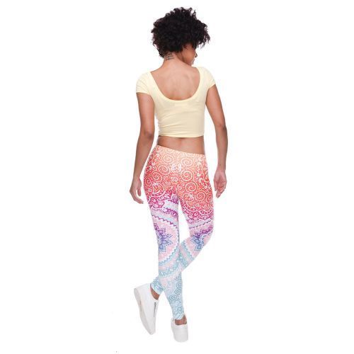 5pcs Women Printed Leggings Slim High Waist Stretch Pants