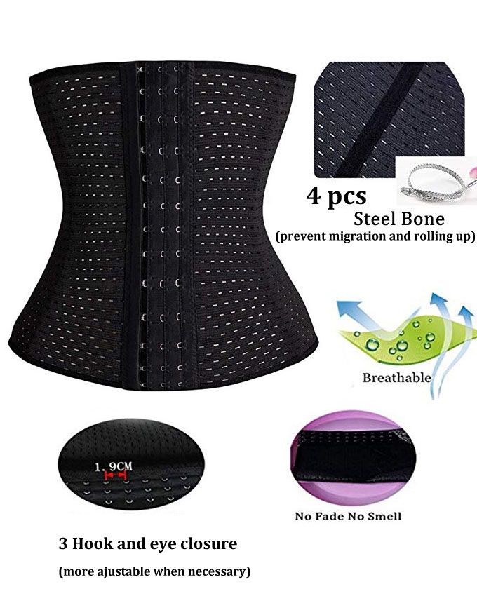 Waist Trainer/Trimmer, Shaper&Cincher With Steel Bone-Black