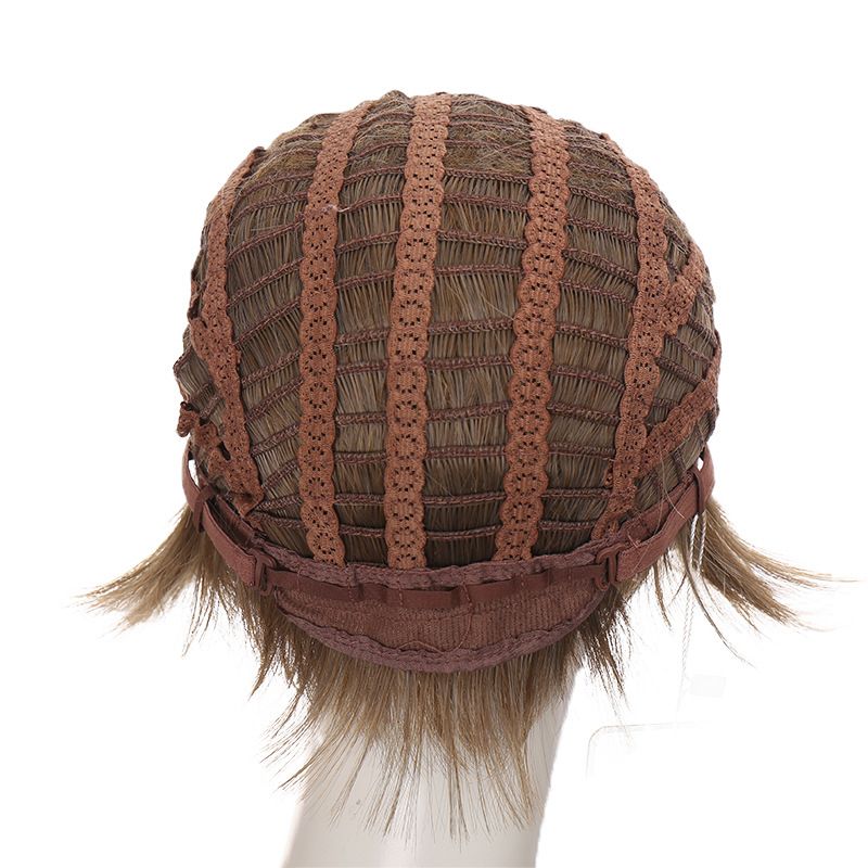 Men's Wigs Short Curly Linen Brown Natural Messy Realistic Head Spin