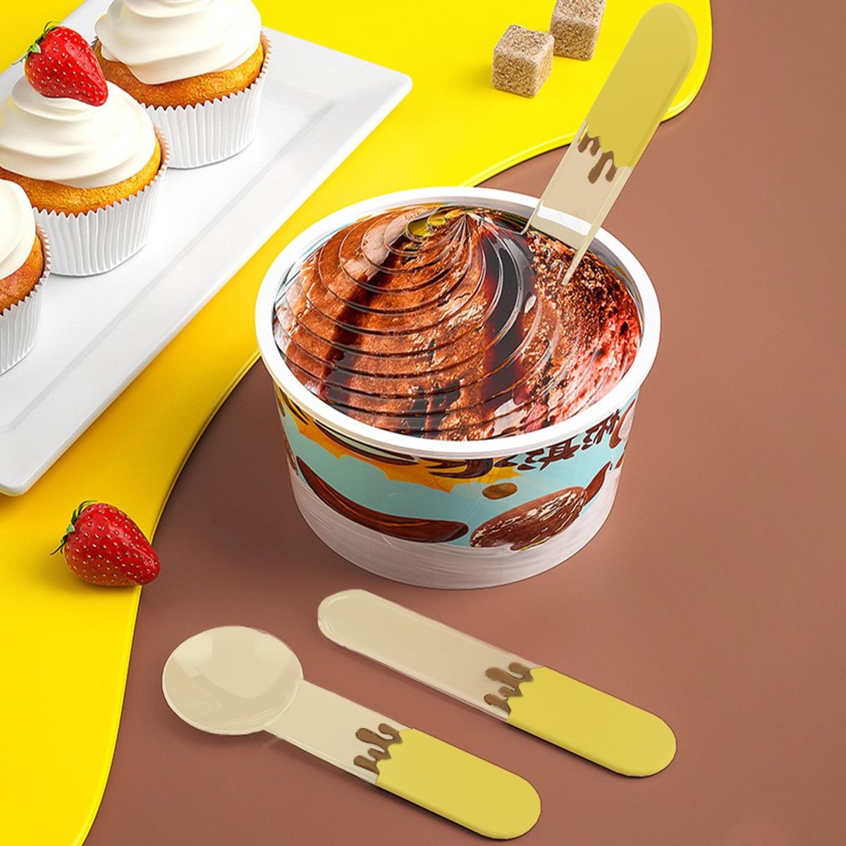 High-quality Dessert Spoon Set Versatile Food-grade Spoon Set for Home Yellow