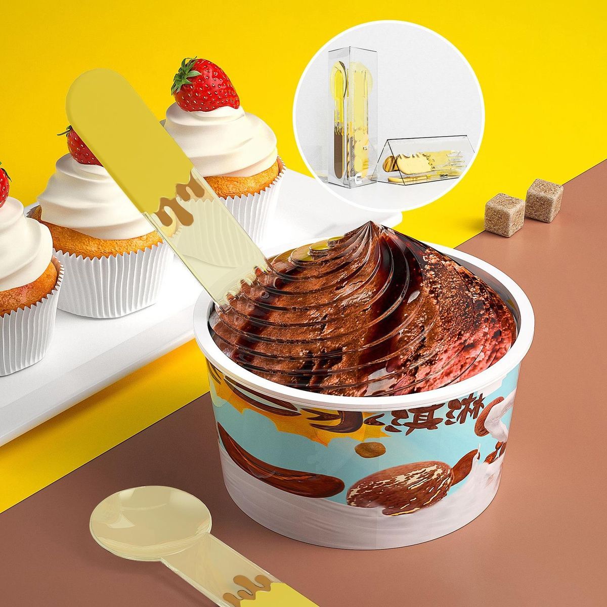 High-quality Dessert Spoon Set Versatile Food-grade Spoon Set for Home Yellow