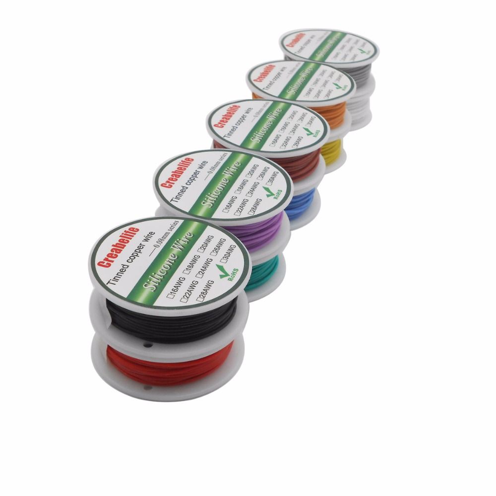 With Tinned Spool 1.2mm Flexible 10 OD RC Wire Copper Colors Cable Line Wire Silicone Electrical 10m AWG Wire 28
