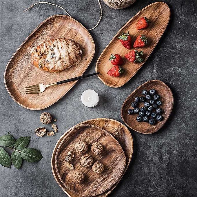 5 Sizes Wood Serving Charger Plates For Cake, Sweets Fruit D