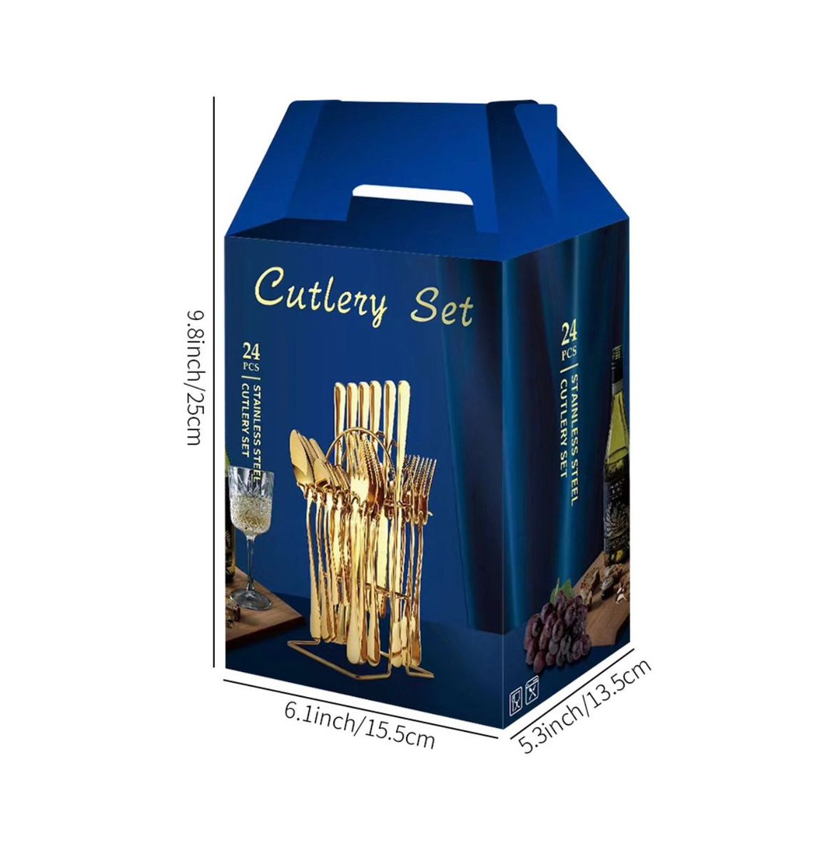 Original 24Pcs Gold Cutlery Set - Plated Steel Spoon & Fork