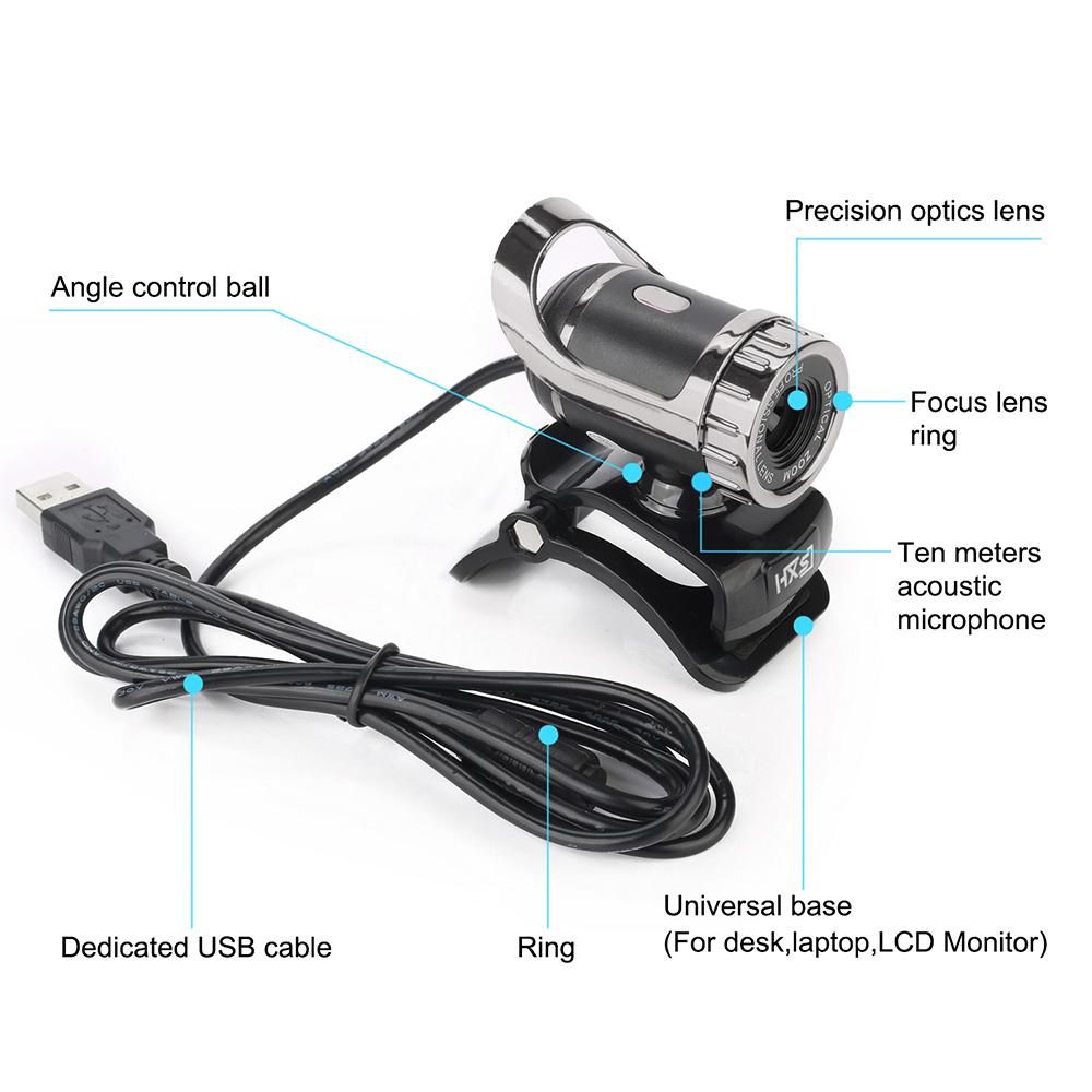HXSJ S9 Desktop 1080P Webcam USB 2.0 Webcam Laptop Camera Built-in Sound-absorbing Microphone Video Call Webcam for PC Laptop Black