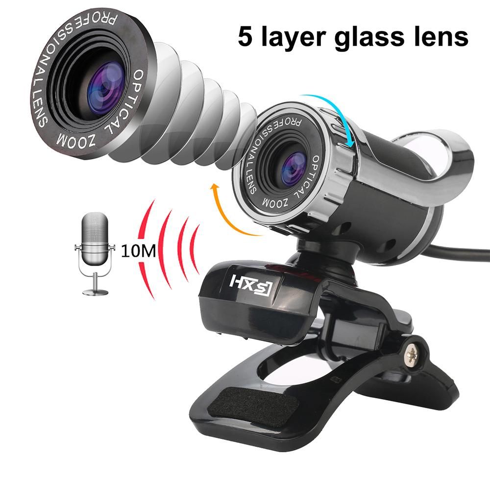 HXSJ S9 Desktop 1080P Webcam USB 2.0 Webcam Laptop Camera Built-in Sound-absorbing Microphone Video Call Webcam for PC Laptop Black