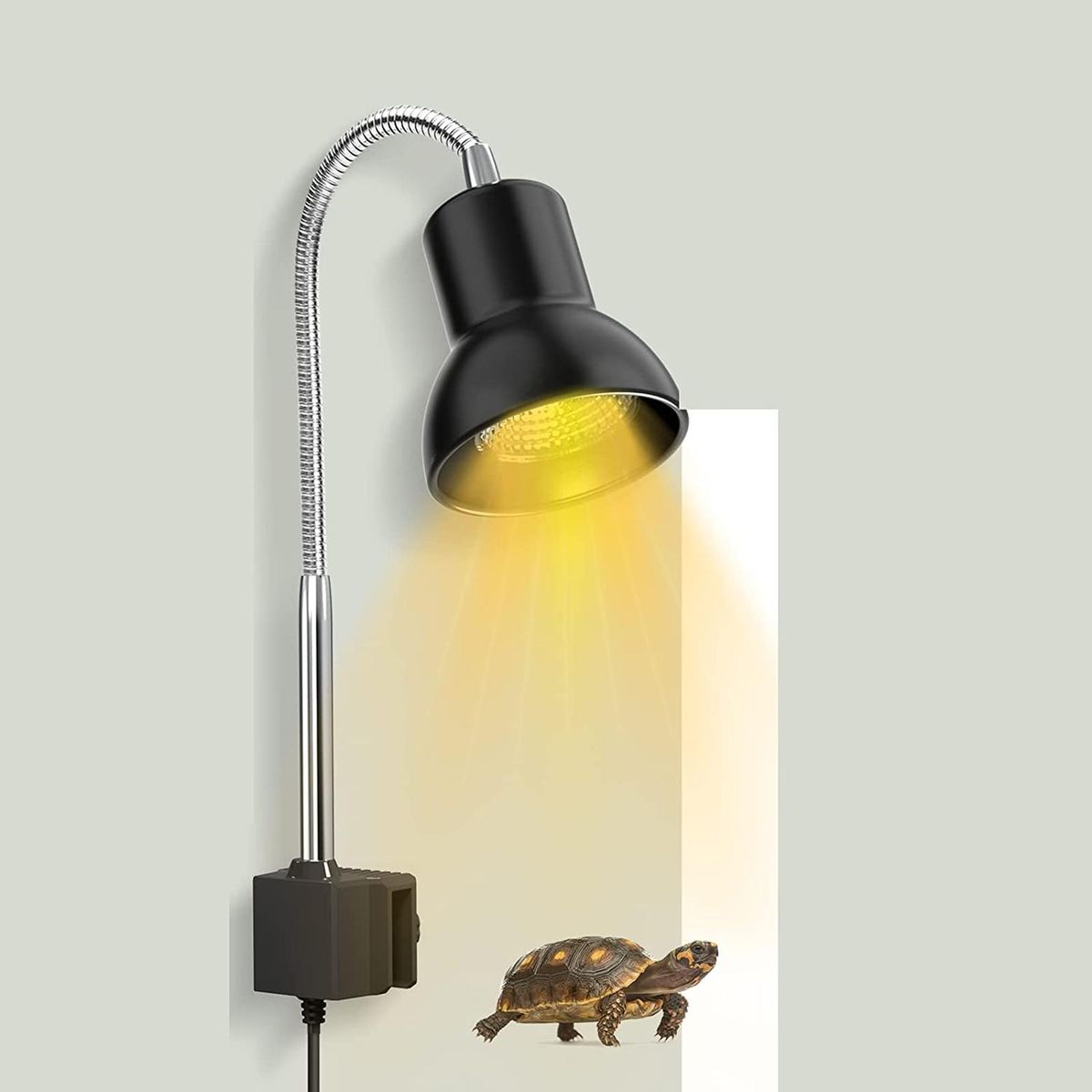 25W Heat Lamp with Holder UVA UVB Basking Lamp with 360° Rotatable Clip & Power Adapter for Reptiles, Lizard, Turtle Snak Aquarium