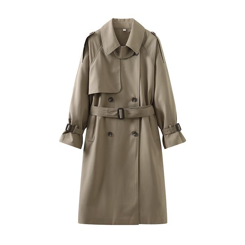 Mengzixi Korean version trench coat for women's mid length drape autumn new style style over knee