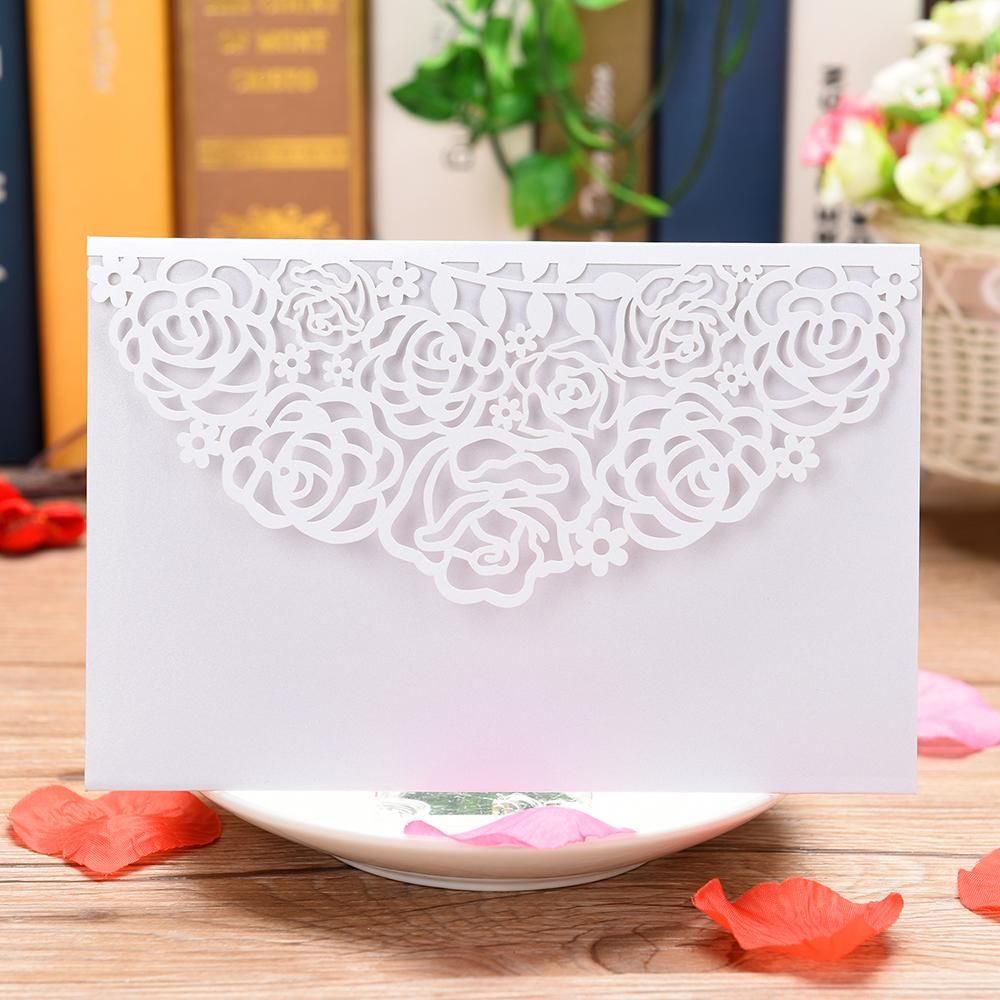 10pcs Pearl Paper Floral Invitation Cards Invitation Holders with Blank Inner Sheet for Wedding Birthday Party Anniversary