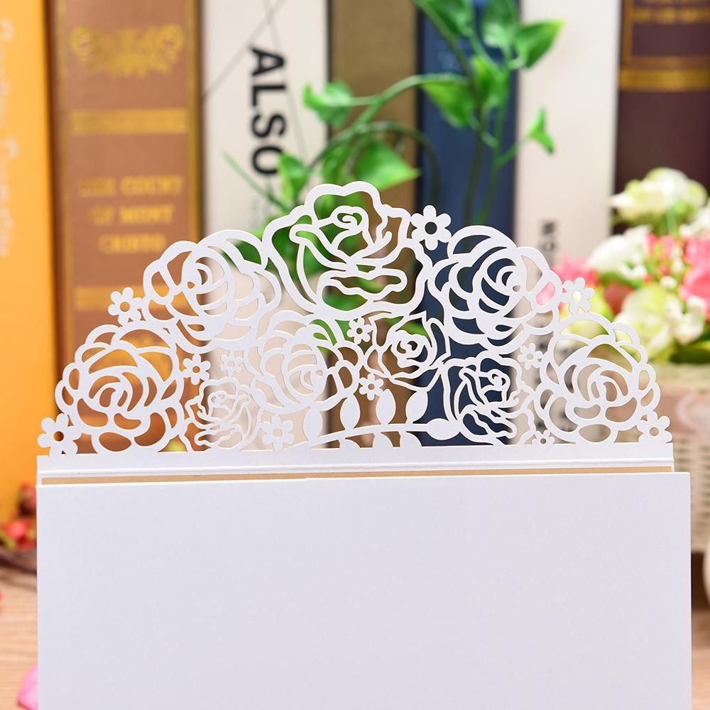 10pcs Pearl Paper Floral Invitation Cards Invitation Holders with Blank Inner Sheet for Wedding Birthday Party Anniversary
