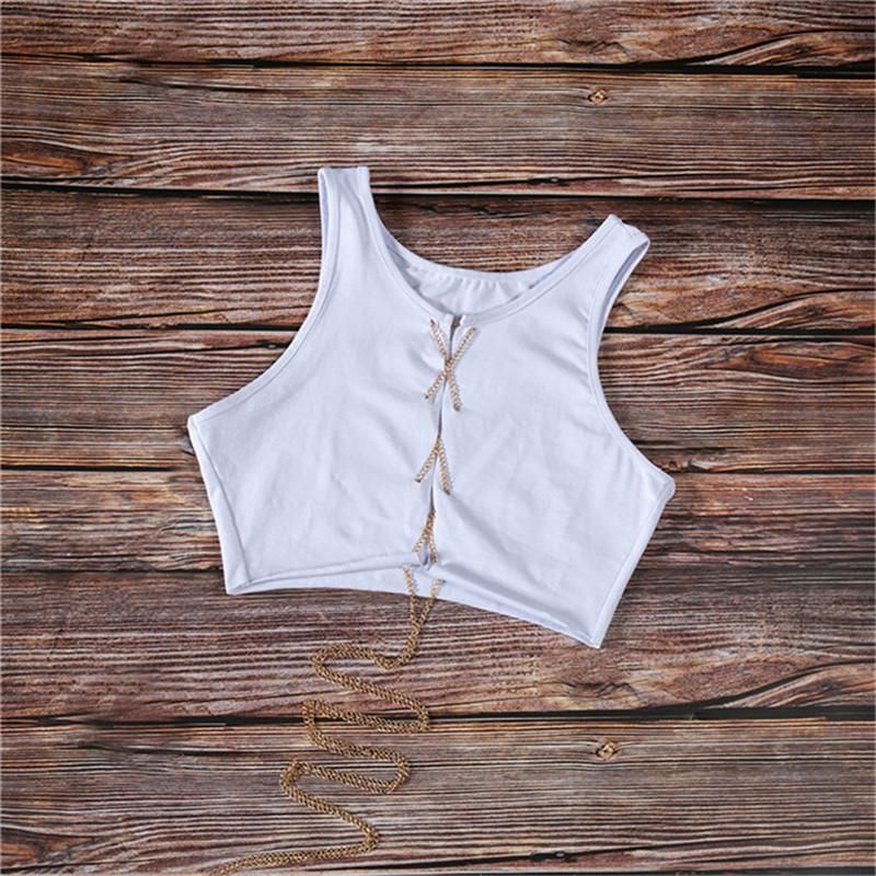 Metal Chain Top Women Top Short Sleeveless Sexy for Adjustable Discotheque with Lace-Up Sleeveless Shirts Camisole