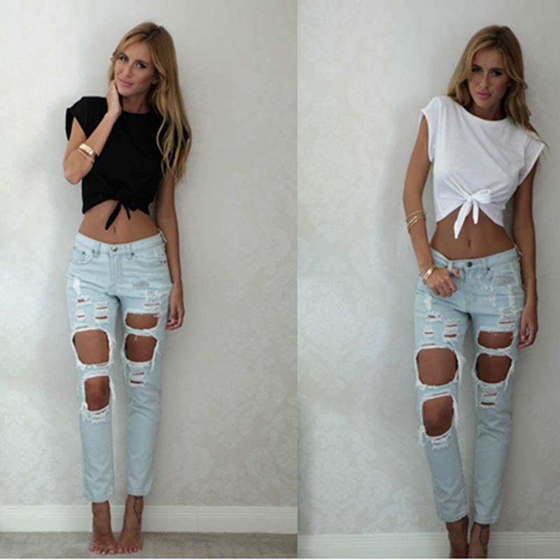 Short Tops with Knotted Lazy For Women Informal Blouse Short Sleeveless Tops with Front LUX
