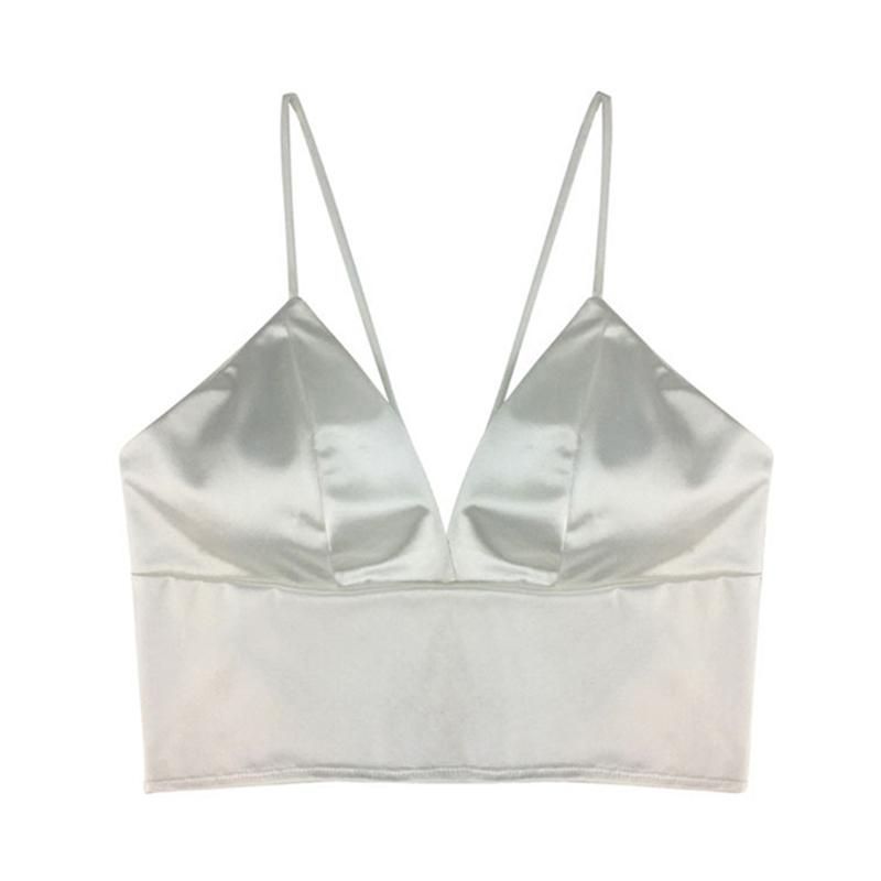 Crop Tops Sexy Satin for Women No People Balette Top Crochet Fine Strap T-shirt Cropped with Camilled Camilled In The Chest