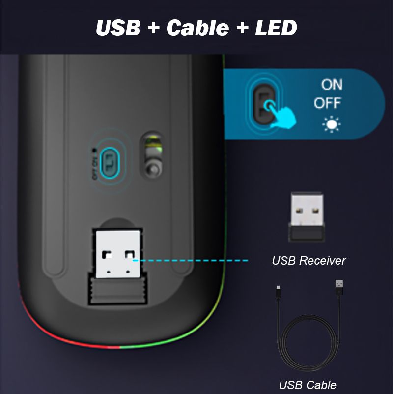 2.4GHz Rechargeable Wireless Mouse LED Mice Matte And Frosted Textures
