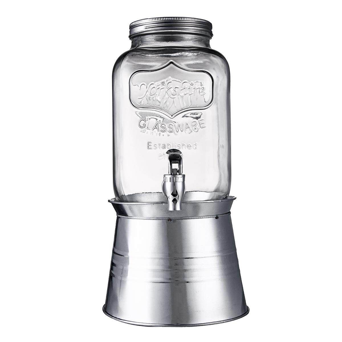Estilo 1.5 Gallon Glass Mason Jar Beverage Drink Dispenser With Bucket