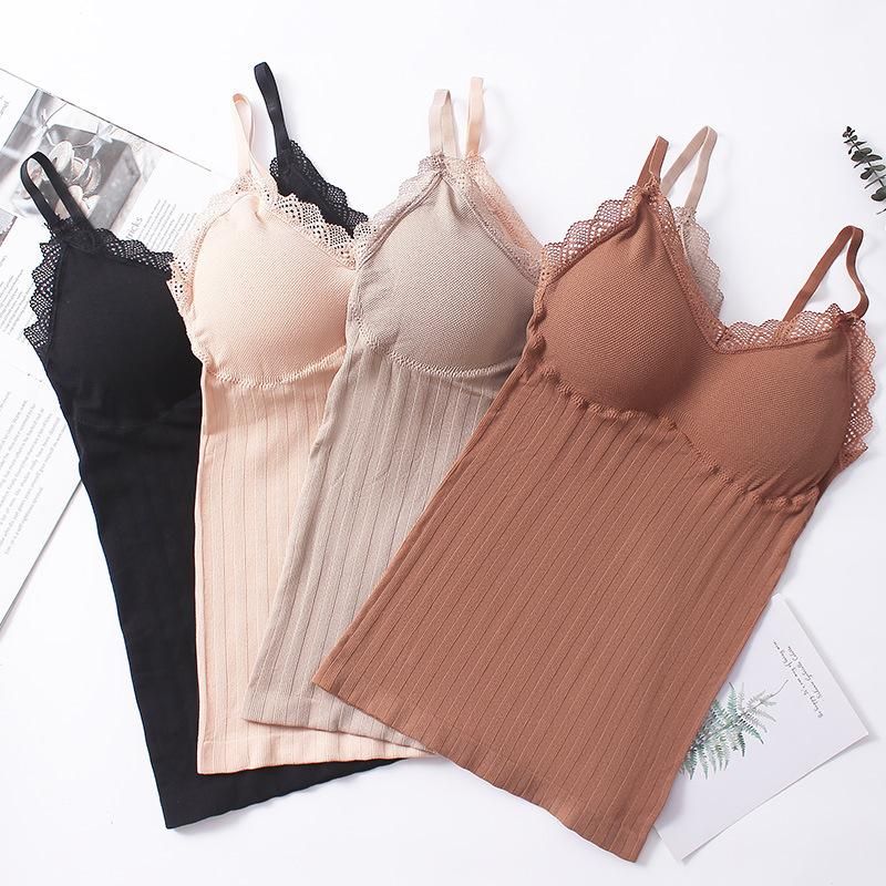 Sleeveless Lace T-shirts Winter Thermal Underwear Large Size Top Women Underwear Sleeveless Camilled Camiller