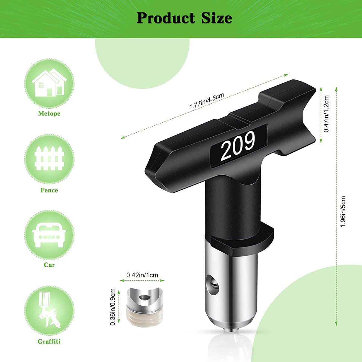 6Pcs Sprayer Tips  Reversible Air-Less Spray Tip Black Air-Less Paint Sprayer Tips Parts 209 211 313 415 517 623