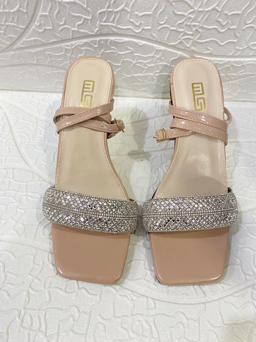 Rhinestone Women's Mid Sandal Heels