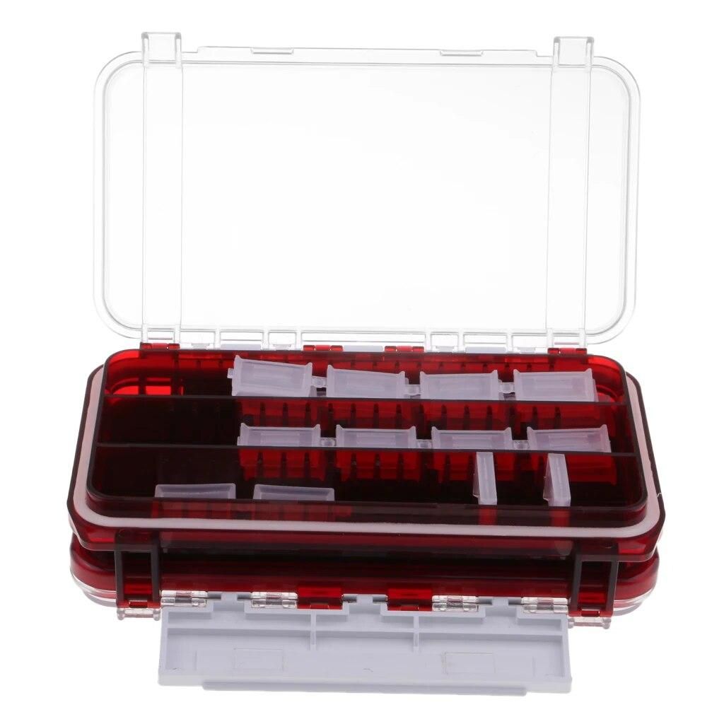 Plastic Two-sided Fly Box Multiple Compartments & Foam Fly Fishing Lure Box Red