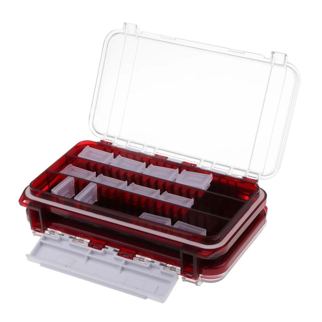 Plastic Two-sided Fly Box Multiple Compartments & Foam Fly Fishing Lure Box Red