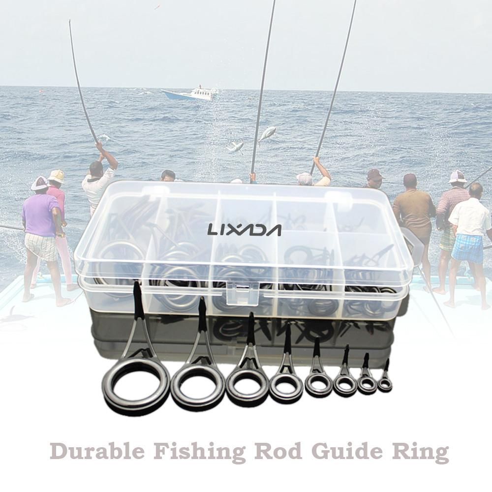 Lixada 75pcs Various Sizes Fishing Rod Guide Tip Fishing Line Spinning Guide Eyes Rings Tip Top Repair Kit Set