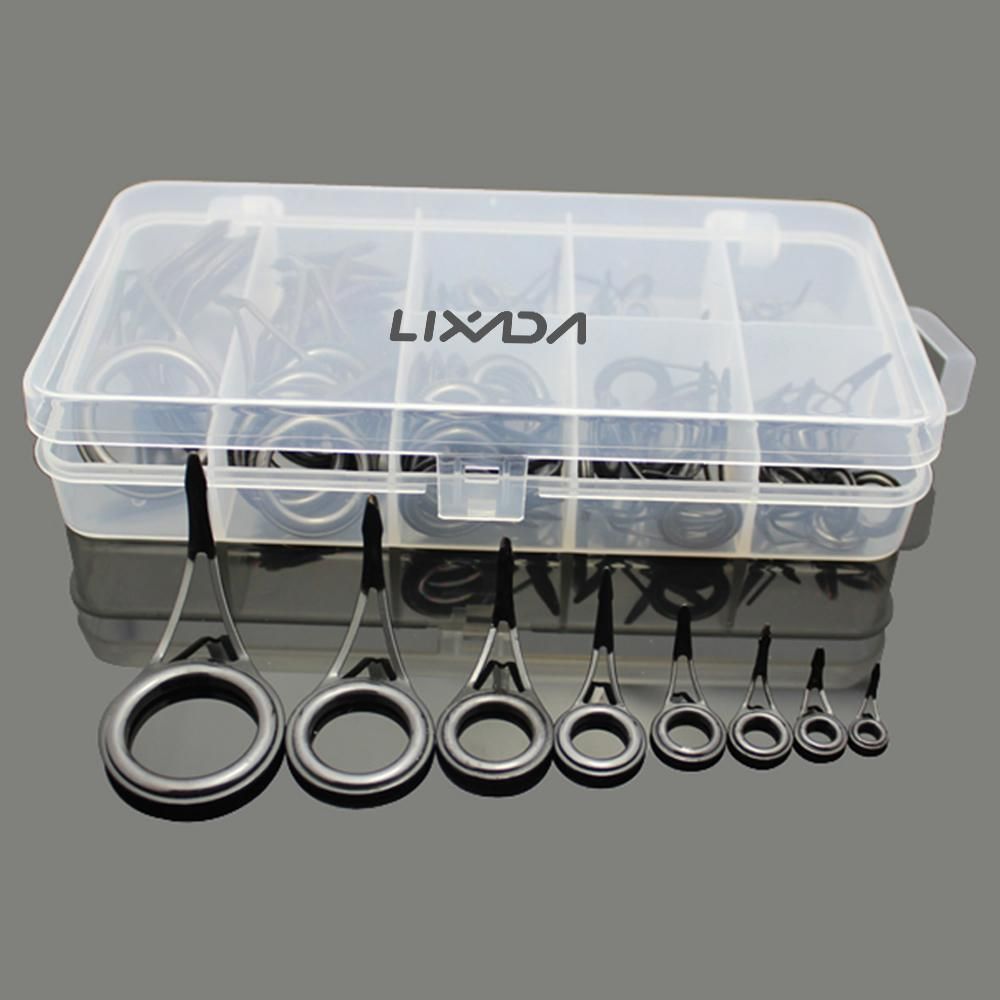 Lixada 75pcs Various Sizes Fishing Rod Guide Tip Fishing Line Spinning Guide Eyes Rings Tip Top Repair Kit Set