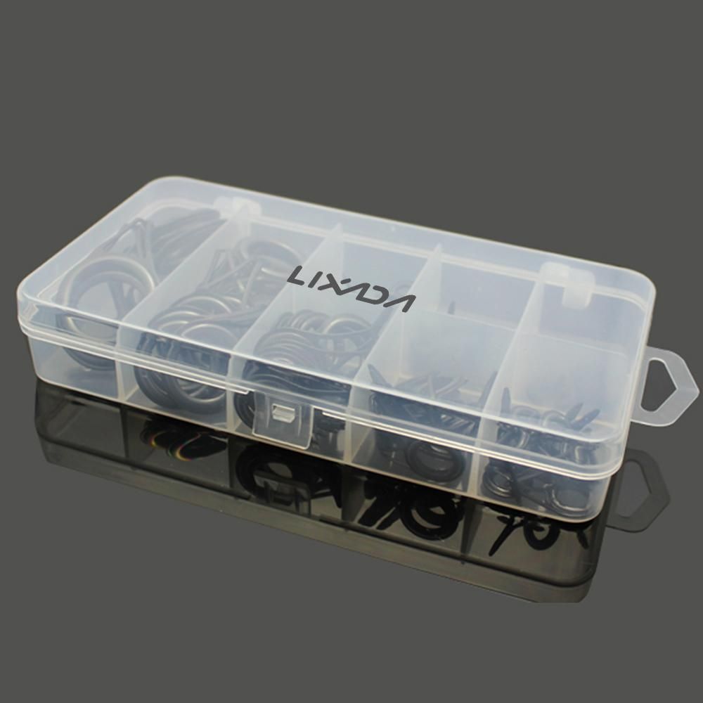 Lixada 75pcs Various Sizes Fishing Rod Guide Tip Fishing Line Spinning Guide Eyes Rings Tip Top Repair Kit Set