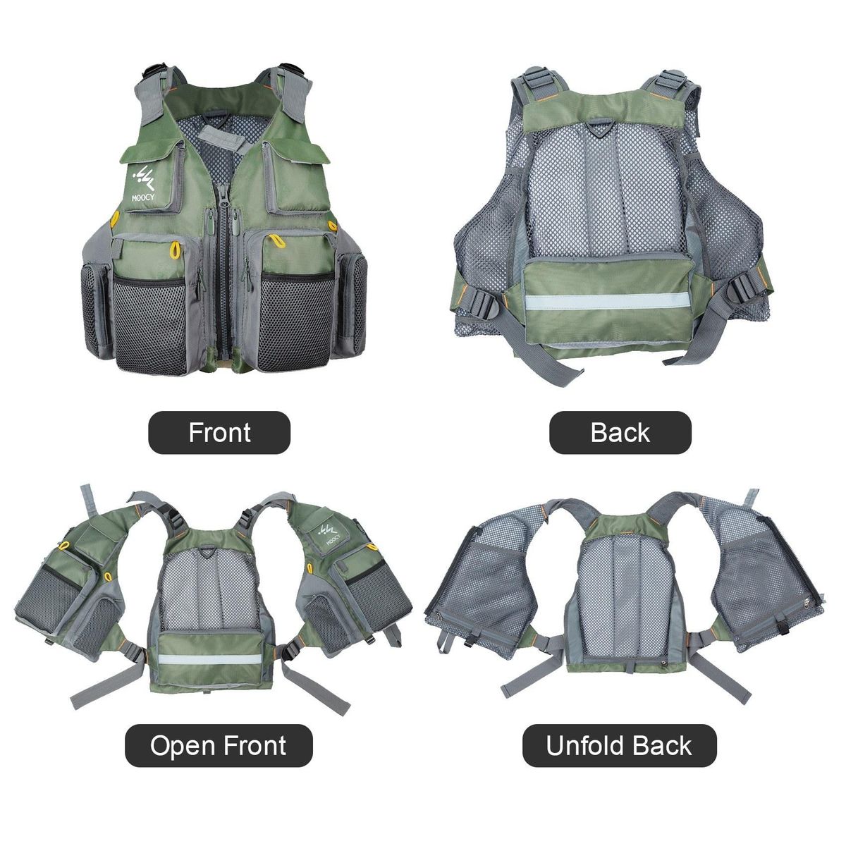 Fishing Vest with Detachable Cushion Multi Pocket Fishing Gear Outdoor Backpack Breathable-Jacket Adjustable for Men and Women for Fly Bass Kayak Canoe Fishing Photography Hiking Climbing