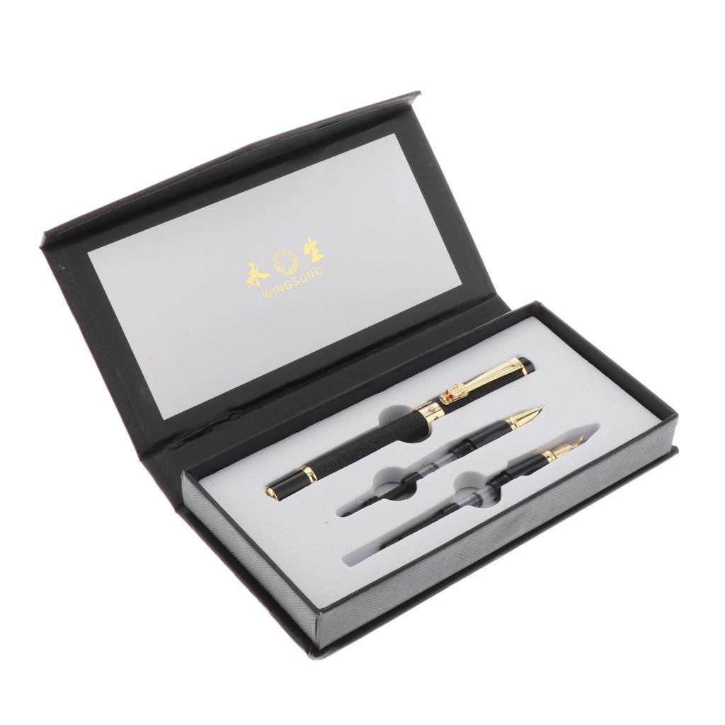 Aluminum Fountain Pen School Office Students Stationery Black